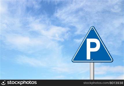 parking sign with blue sky blank for text