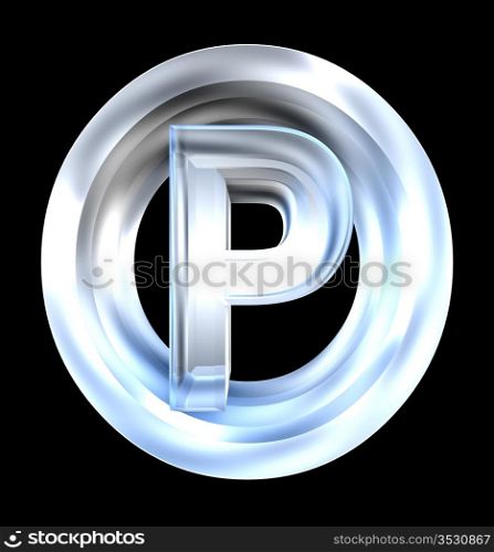 parking symbol in glass (3d made)