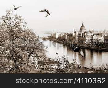 Parliament building on the Danube river, Budapest, Hungary