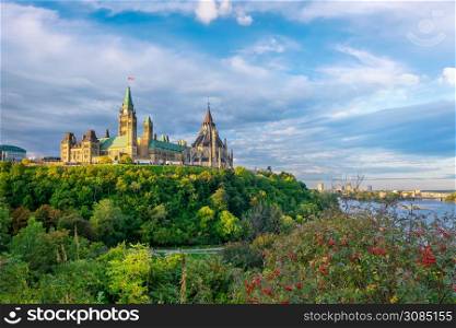 Parliament Hill in Ottawa, Ontario, in Canada