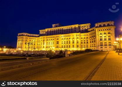 Parliament, The People’s house in Bucharest, Romania in a summer night