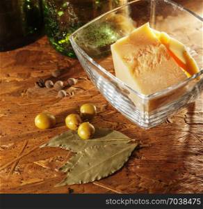 parmesan cheese and green olives with other spices