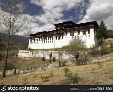 Paro Dzong (Monastery) near the town of Paro in the Kingdom of Bhutan.