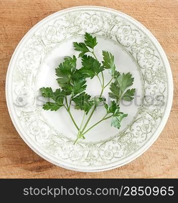 Parsley on a wooden surface