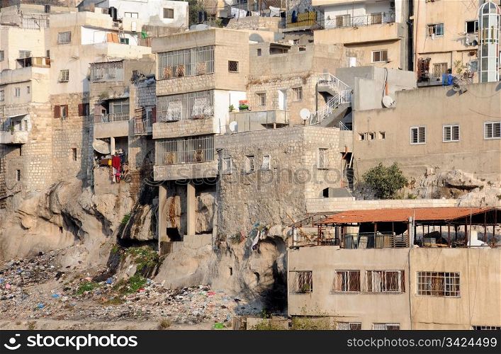 Part of Arab Silwan village next to the Old City of Jerusalem in Israel