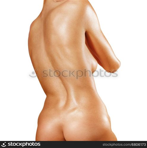 part of back with scoliosis isolated on white background