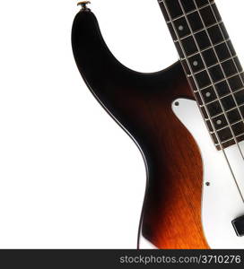 Part of bass guitar isolated on white