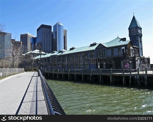 Part of Battery Park City with Pier 1 in Manhattan
