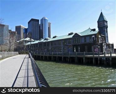 Part of Battery Park City with Pier 1 in Manhattan