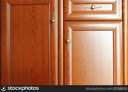 Part of door brown cupboard close up