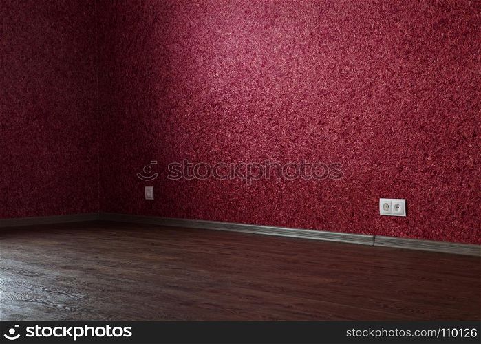 part of empty red room for rent or sale