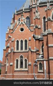 Part of old brick cathedral in Osijek, Croatia