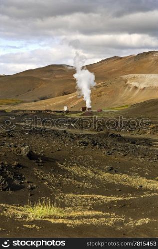 Part of the 60MW geothermal powerplant in the Volcanic Krafla system, generating electricity from the natural earth energy