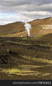 Part of the 60MW geothermal powerplant in the Volcanic Krafla system, generating electricity from the natural earth energy
