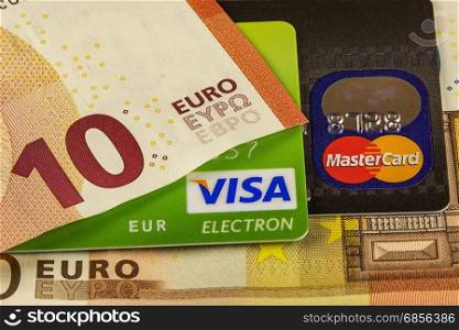 Part of the bank card cashless payment systems Visa and Master Card and parts of the euro banknotes