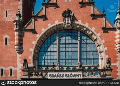 part of the building of the main railway station in gdansk poland