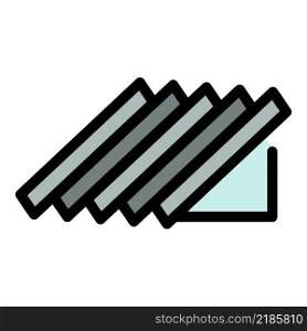 Part of the gable roof icon. Outline part of the gable roof vector icon color flat isolated. Part of the gable roof icon color outline vector