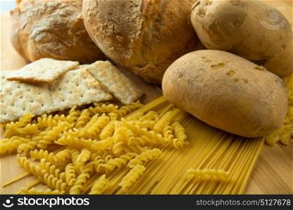 part of the new food triangle, cereals, and rice and potatoes. bread, and pasta