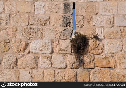 Part of the Old City wall with an opening in Jerusalem, Israel