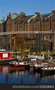 part of the old harbor of Hamburg