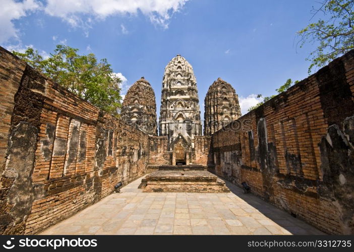 part of the ruin of Wat Sawai in Sukhothai