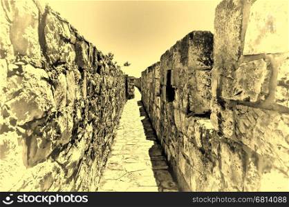 Part of the wall surrounding the Old City in Jerusalem, Israel. An important Jewish religious site, Vintage Style Toned Picture