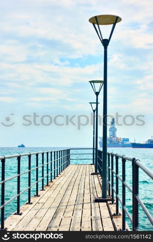 Part of walking pier by the sea in Limassol, Cyprus - Landscape