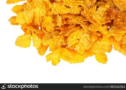 Part pile of corn flakes isolated on white background