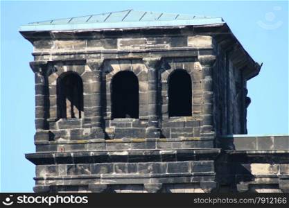 Partial view of Porta Nigra in Trier, Germany&rsquo;s oldest city