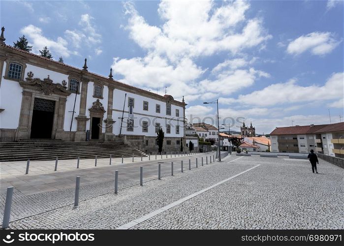 Partial view of the main facade of the 18th century College of the Jesuits, in the city of Gouveia, Beira Alta, Portugal