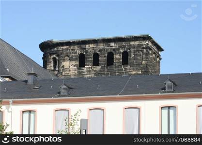 Partial view of the Porta Nigra in Trier, Germany