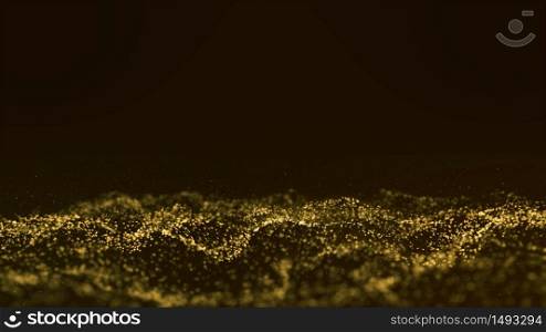 Particle background Sparkling gold Has a bright shine Sparkling, beautiful, glowing Brightness of abstract in wave motion In space and universe