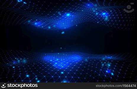 Particle Mist network Cyber security. big data technology vector background.
