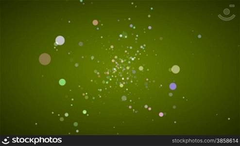 Particles in space, green background