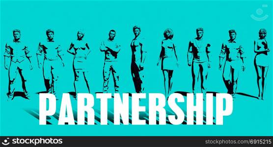 Partnership Focus with Business People United Art. Partnership