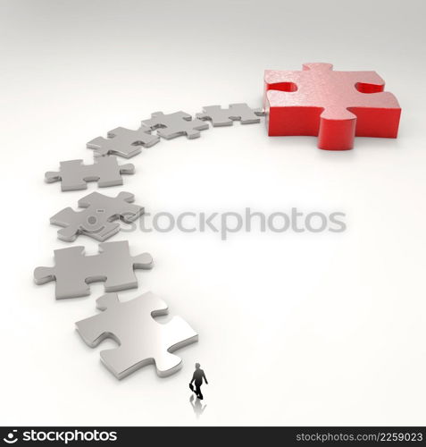 Partnership Puzzle metal 3d and businessman icon as concept