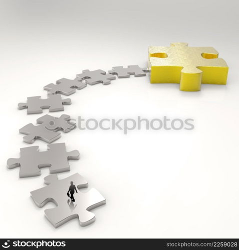 Partnership Puzzle metal 3d and businessman icon as concept