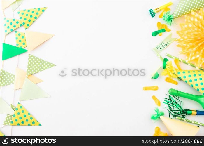 party background with birthday accessories