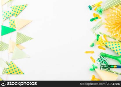 party background with birthday accessories