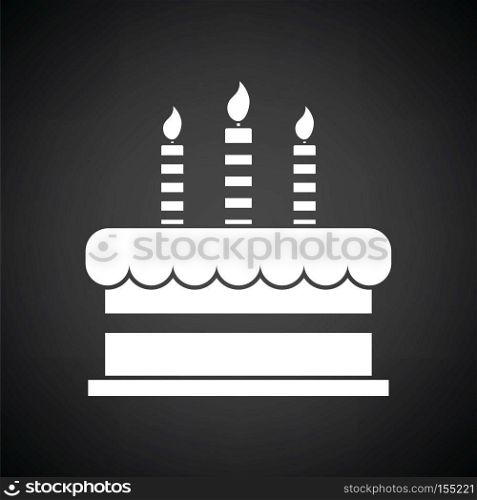 Party cake icon. Black background with white. Vector illustration.