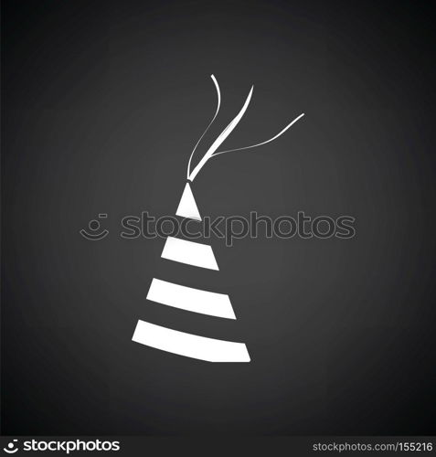 Party cone hat icon. Black background with white. Vector illustration.