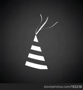 Party cone hat icon. Black background with white. Vector illustration.