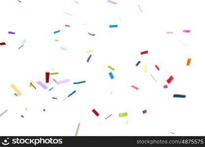 party, decoration and holidays concept - confetti over white background