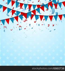 Party flags abstract USA background with confetti
