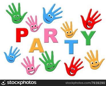 Party Handprints Indicating Celebration Colorful And Watercolor