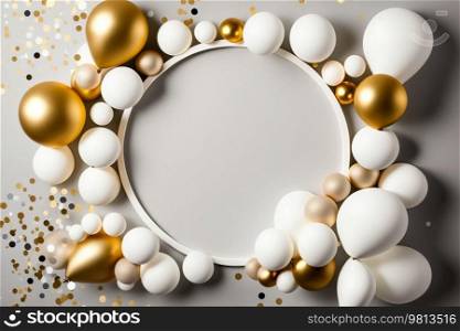 Party Holiday Background with Balloons and Empty Frame. Illustration Generative AI