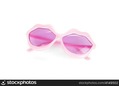 party pink lips shaped glasses isolated on a white background
