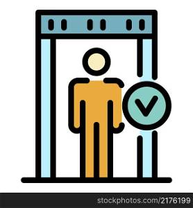 Pass gate scanner icon. Outline pass gate scanner vector icon color flat isolated. Pass gate scanner icon color outline vector