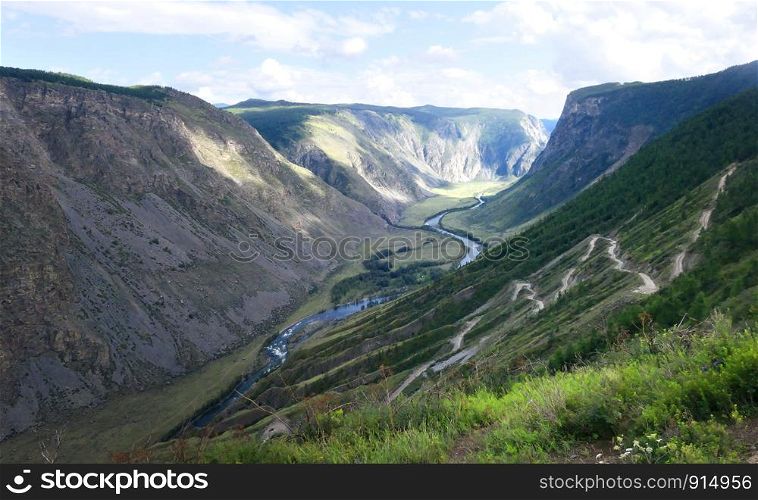 Pass Katu-Yaryk and Valley of Chulyshman river. Altai Republic, Russia