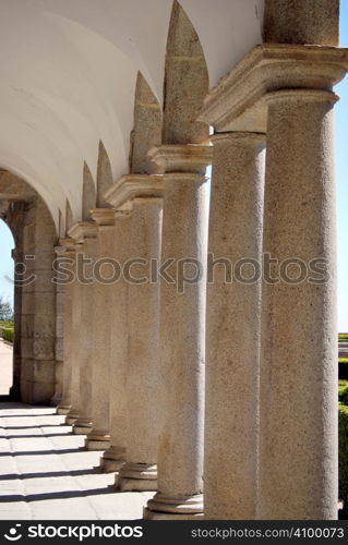 "Passage of antique columns in "San Lorenzo del Escorial&acute;s abbey". Spain "